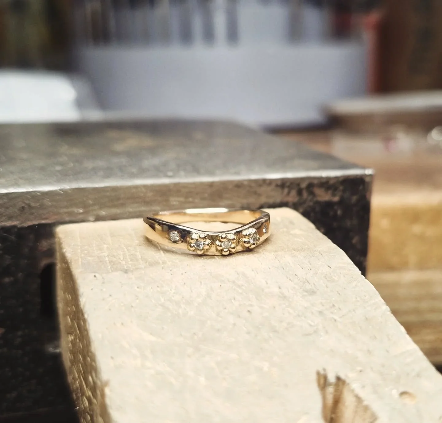 BESPOKE
Loved this vintage themed sentimental wedding ring remodel. 
22ct and 9ct mixed to an 18ct recipe with some fine gold resulting in a carat better matched to the engagement ring that will be durable and beautiful. 
Shaped for a perfect fit.

#