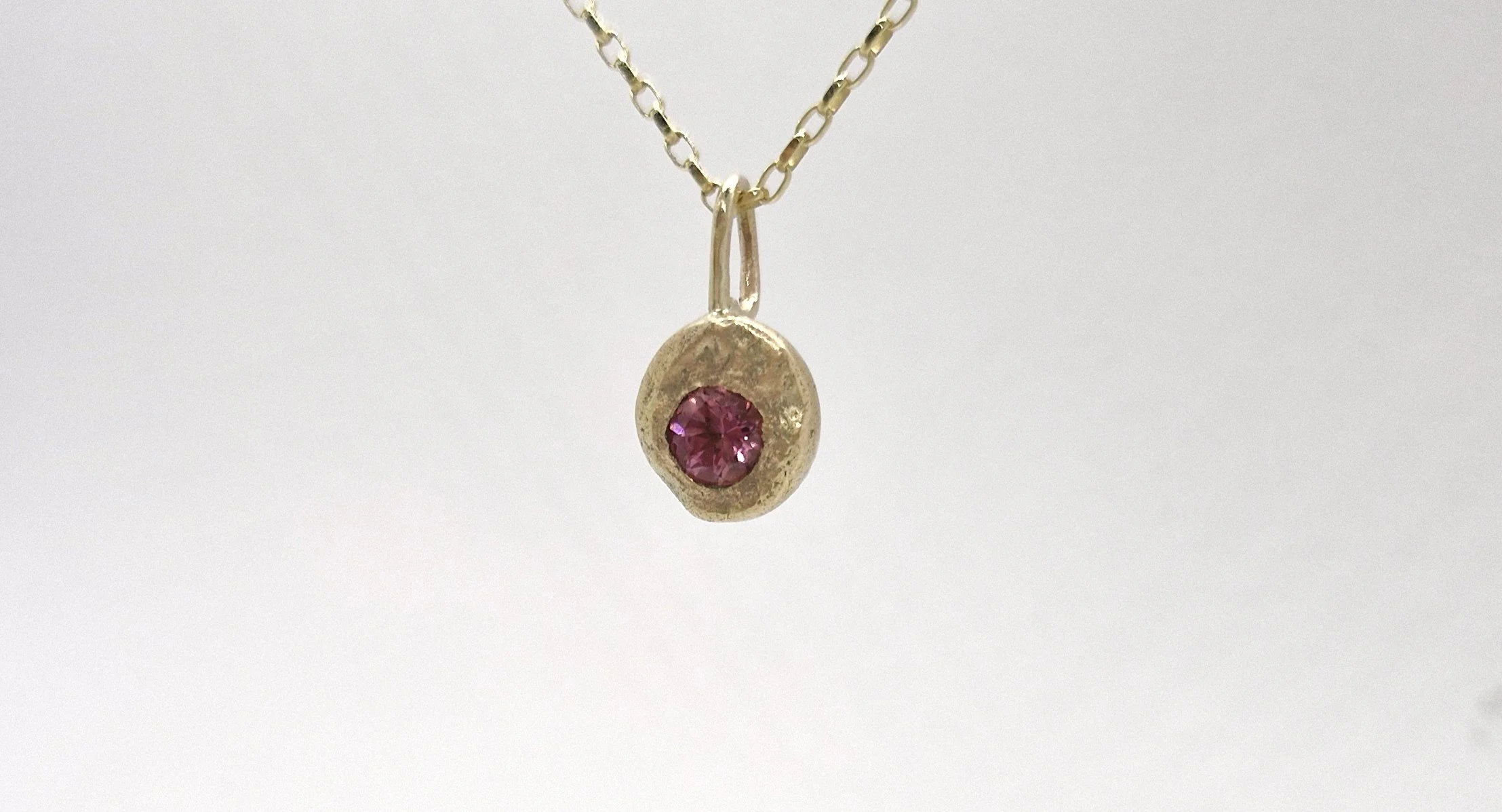 Necklaces Pendants Treasure Nugget Pendant with Pink Tourmaline 9ct (6).jpg