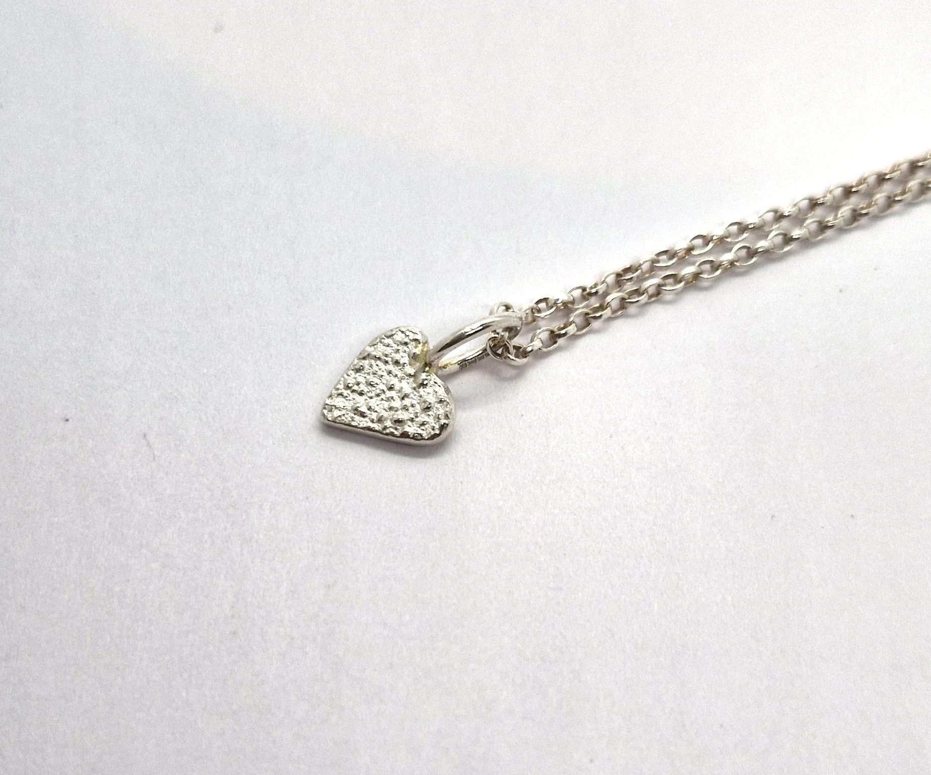 Moonscape Heart Pendant in Recycled Silver