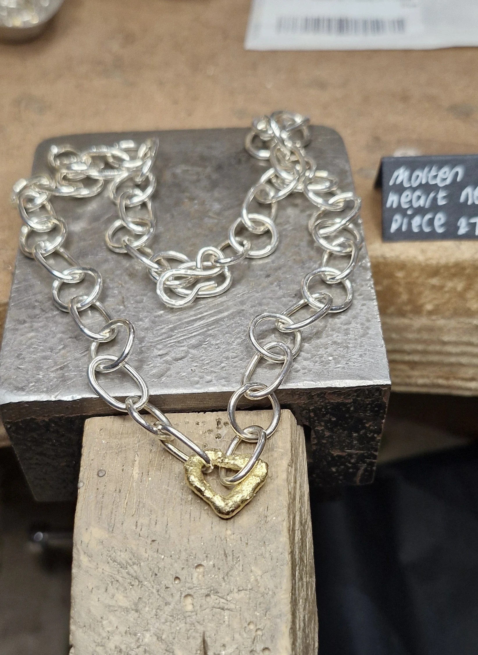 Necklaces Neck Piece Molten Heart Heirloom 18ct and Silver (1).jpg