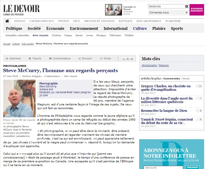 Le Devoir, May 26th 2016