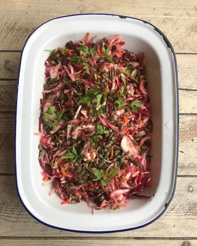 Our new addition to our takeaway menu..... the Raw Slaw - vegan, summery and delicious. You can order now on @deliveroo or this Friday, Saturday or Sunday anytime till 7 pm as we are doing extended LATE opening. Remember we are doing free iced coffee
