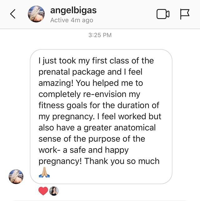 🥰
Nothing makes me happier than waking up to an inbox like this!❤️
This woman purchased my online Pilates for Pregnancy course last week!
I love how she says she is re-envisioning her fitness goals for pregnancy. I speak to that a LOT during my clas