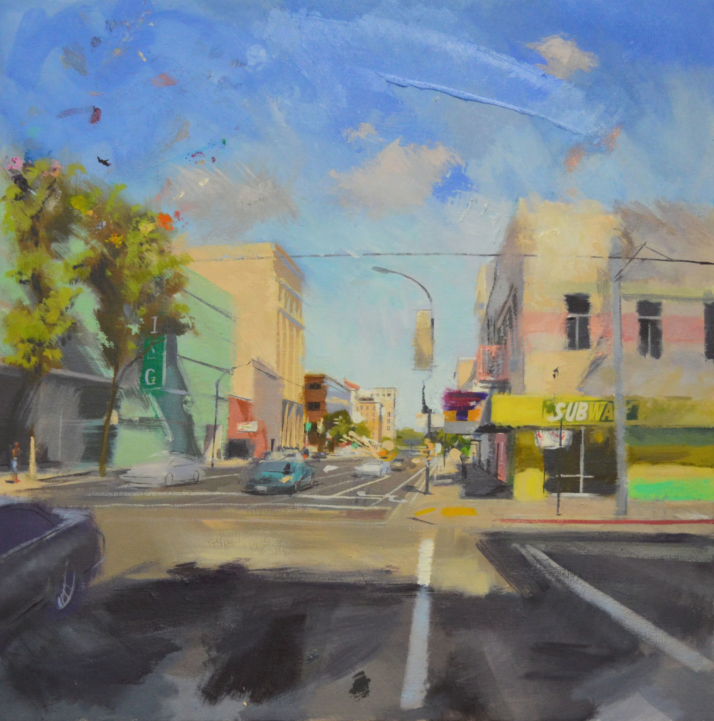 8th and J Streets No. 1. Oil on linen. 2015. 43 x 43 inches.