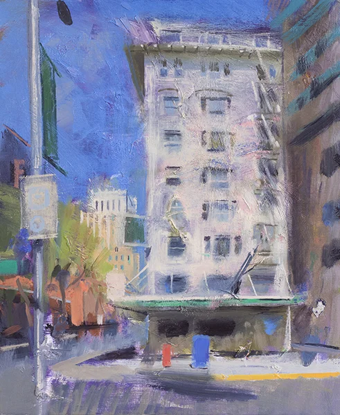 9th and L Streets Oil on linen. 2016. 16 x 20 inches.