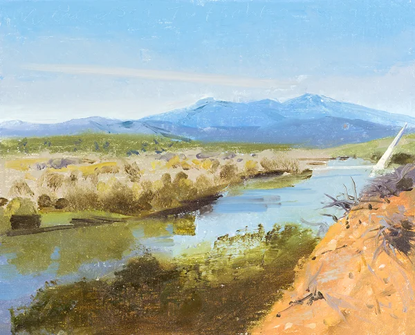 Sacramento River, Sundial Bridge Oil on linen. 2015. 12 x 16 inches.