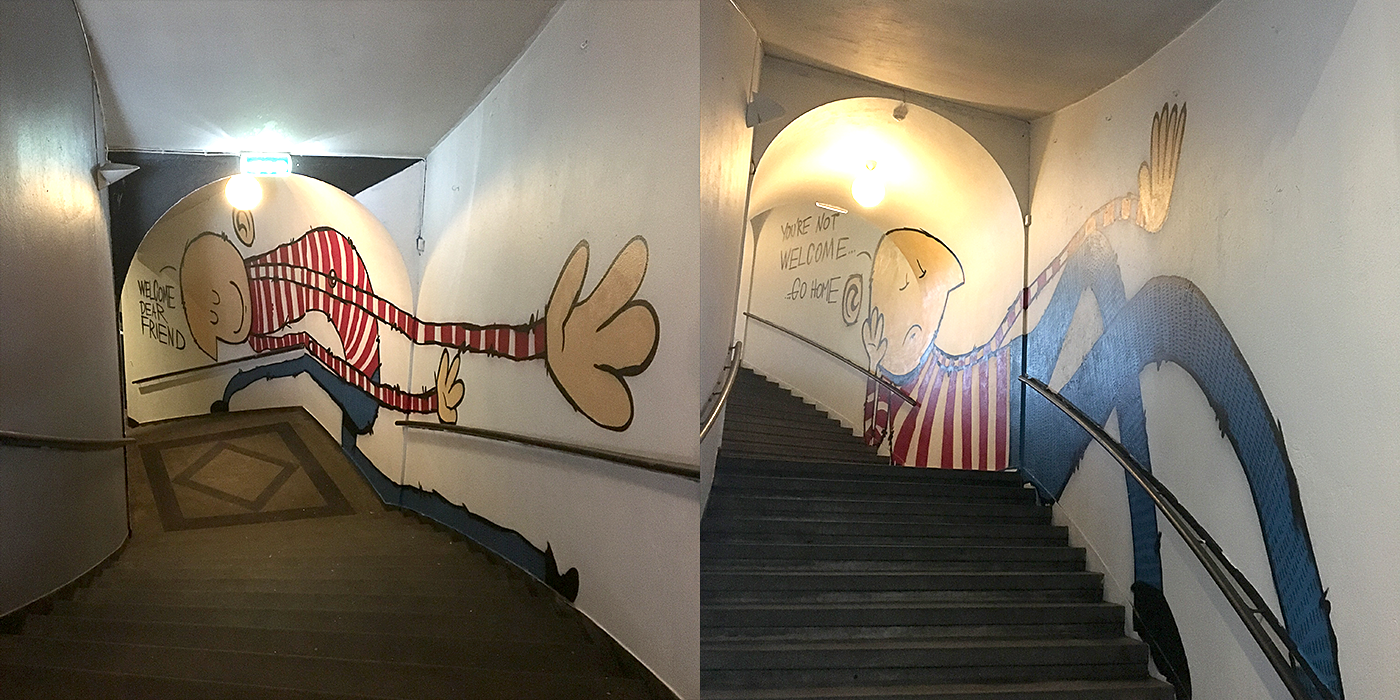 Veggene diskriminerer de som skal inn i storsalen.