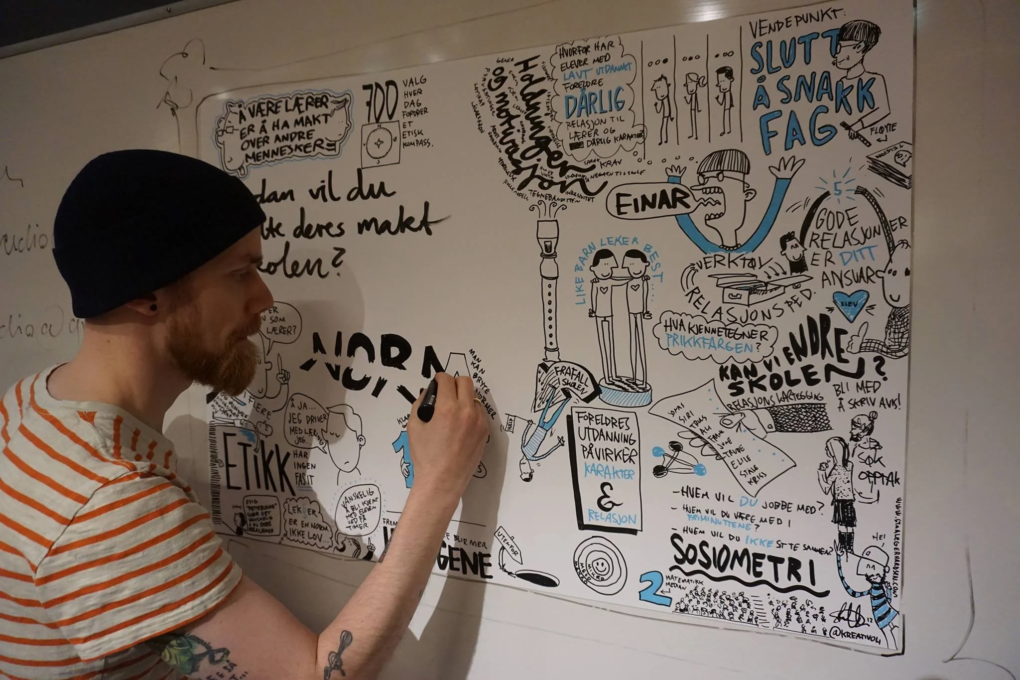 Fullt fokus på NTNU Lærerutdanninga, der jeg tegnet en forelsning.