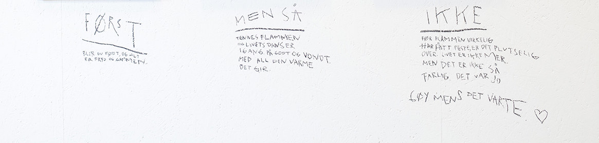 Titler på tre bilder som sammen blir en liten statement.
