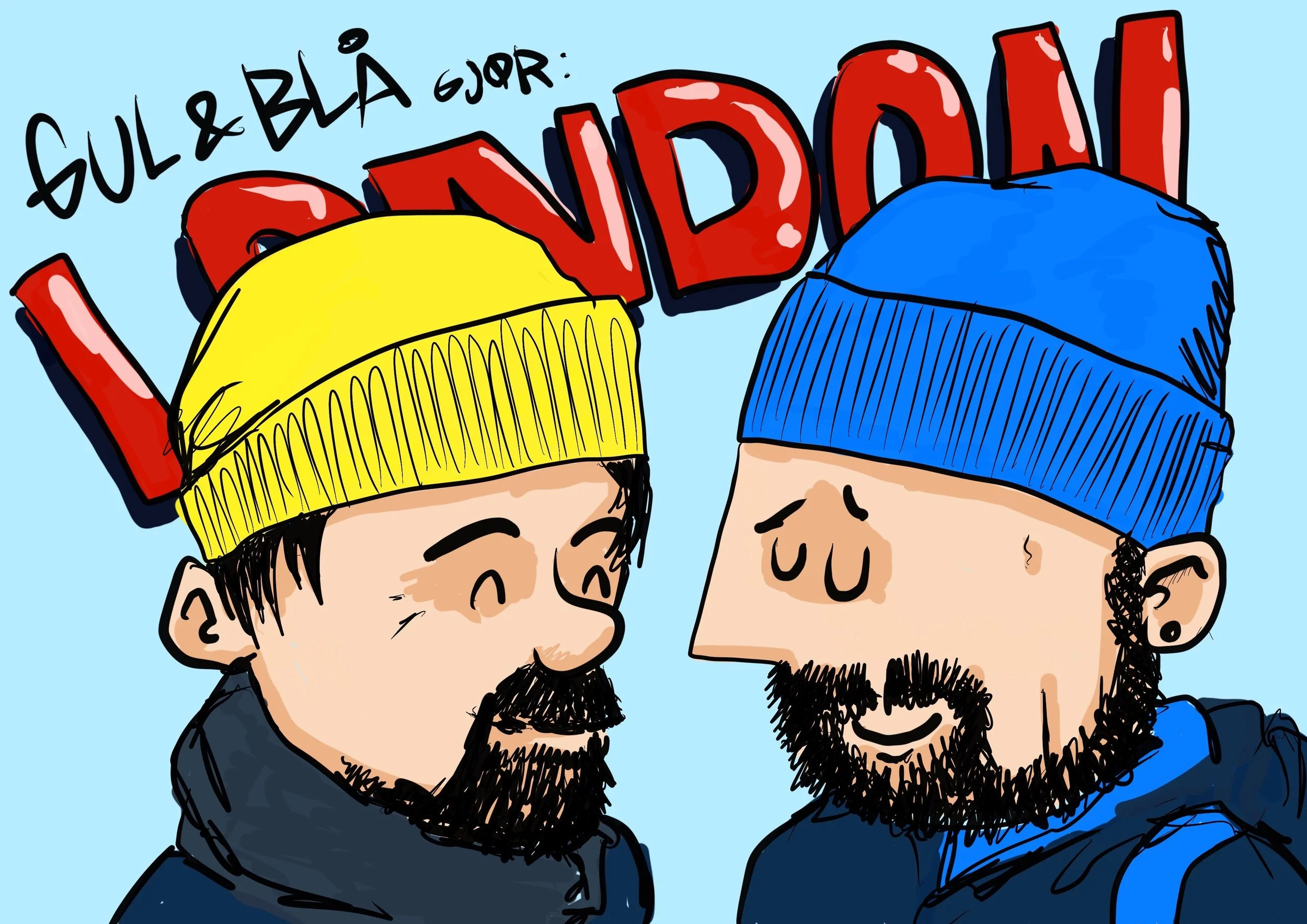 Vi hadde fargerike luer for å ikke miste hverandre i metropolbyen. (Ja vi er begge snart 40, men likevel)