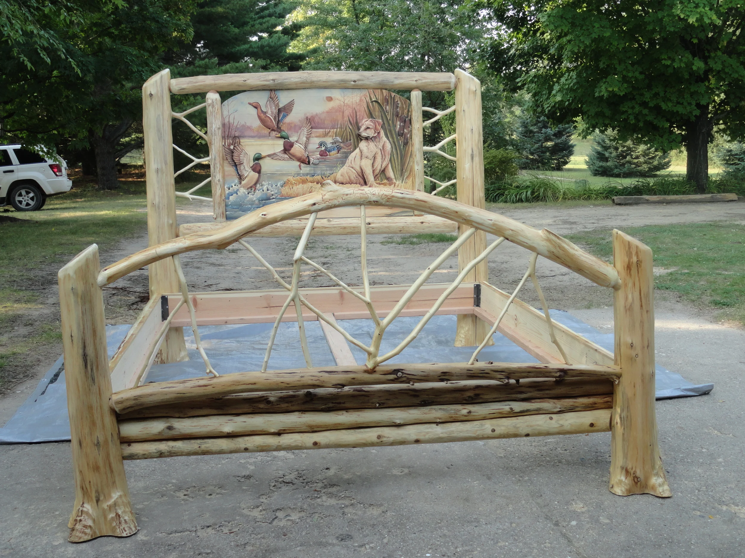 Custom made King Cedar Log Bed