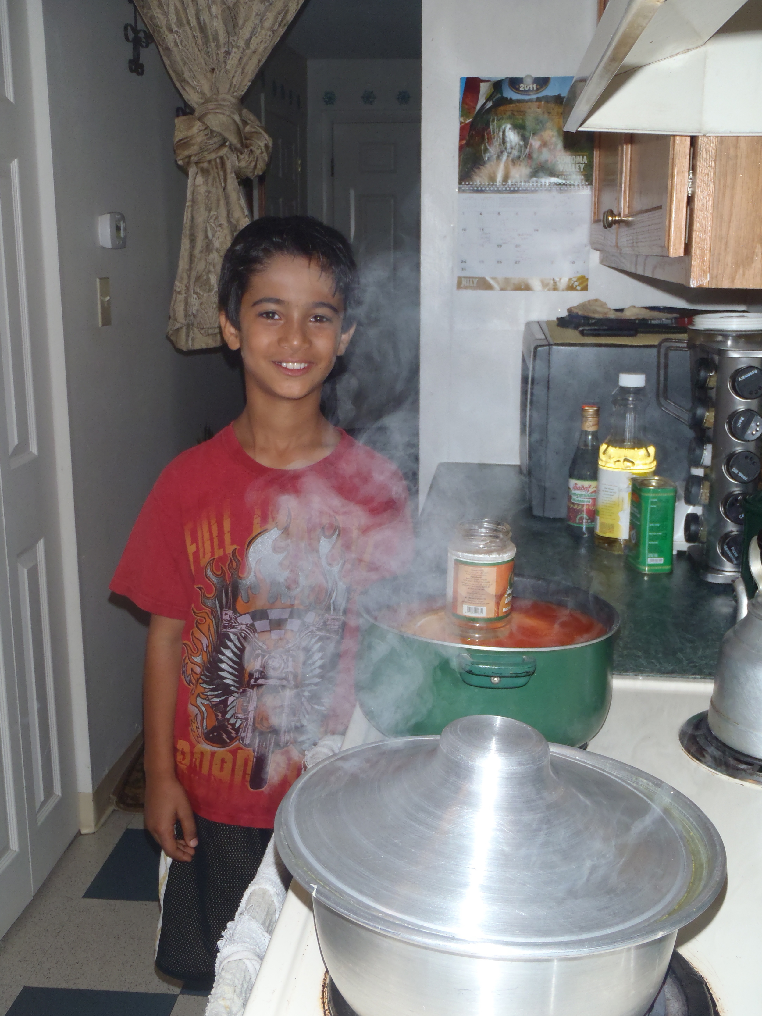   This is Omar, my ten-year-old translator. He was very proud of his mother's cooking.  