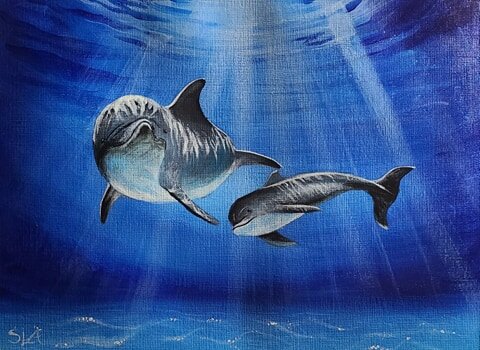 Mama and Baby Dolphin - My Painting.jpg