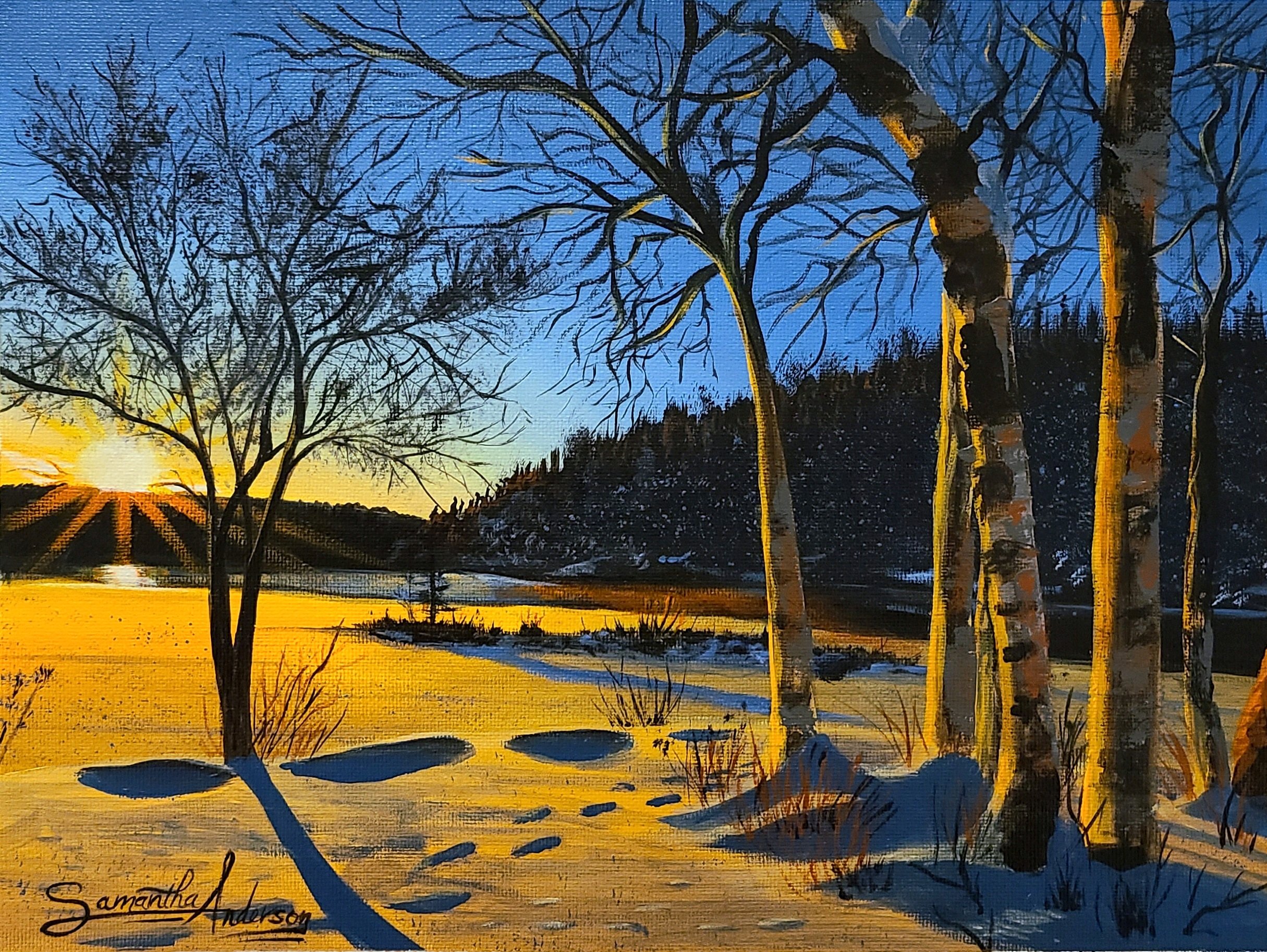 Sunset Frozen Lake - My Painting.jpg