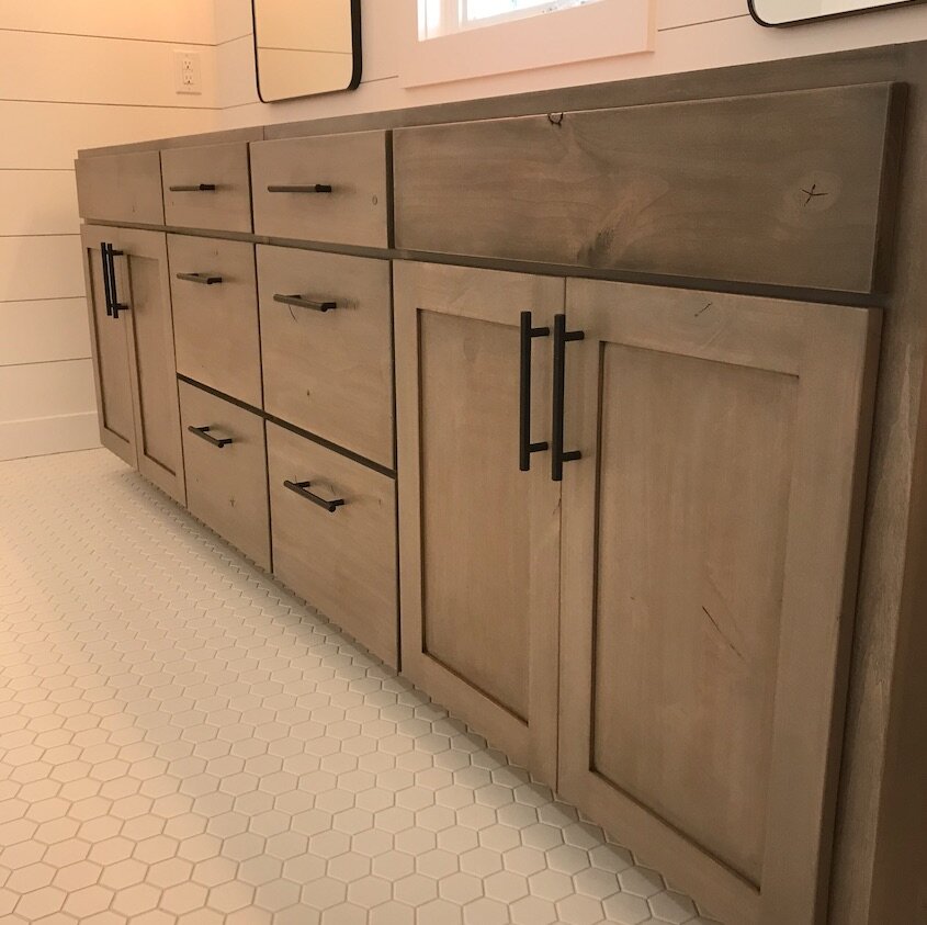Wood Gem Custom Cabinets, Knotty Alder Bath Vanity