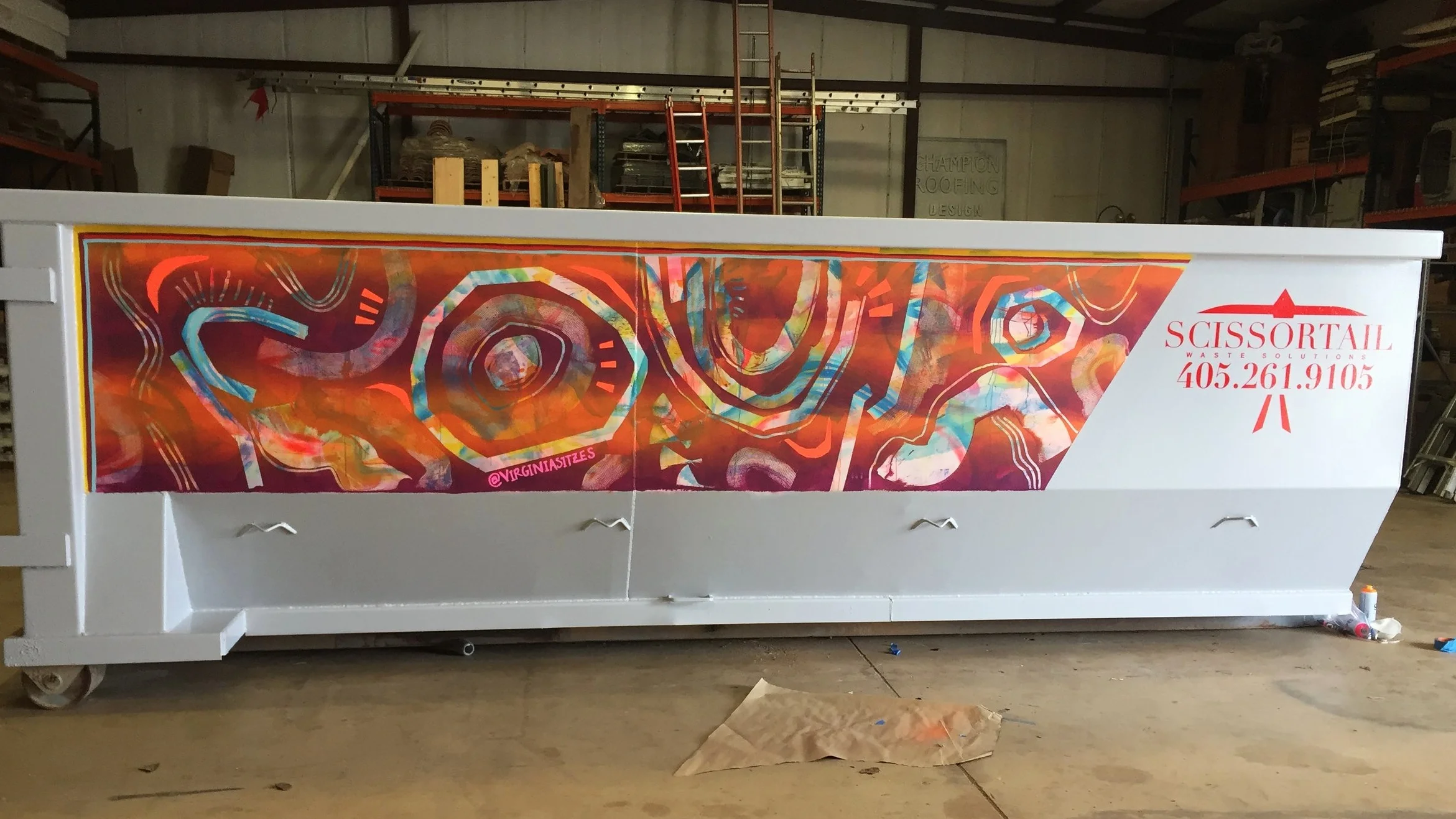  Traveling Mural for Scissortail Waste Solution’s Artist Dumpster Series 2019 