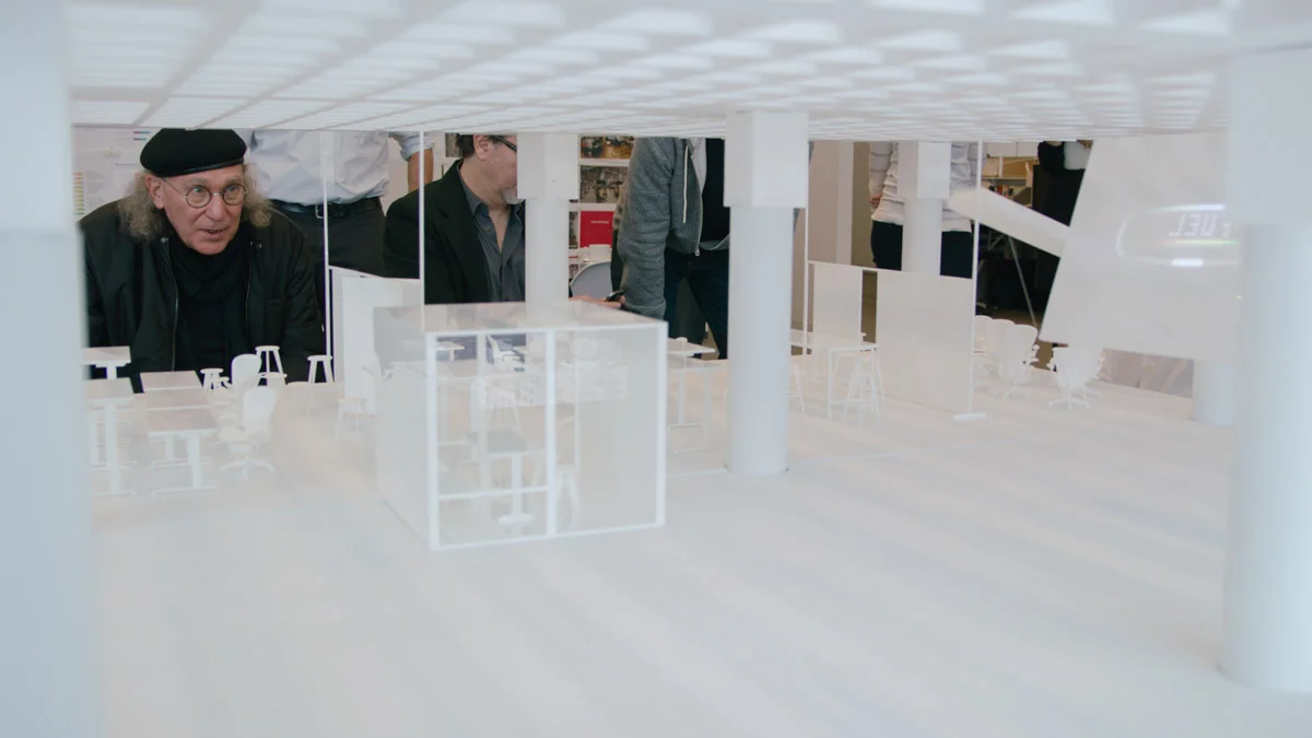 Bob Greenberg, founder of R/GA peers at a model of his workplace future.