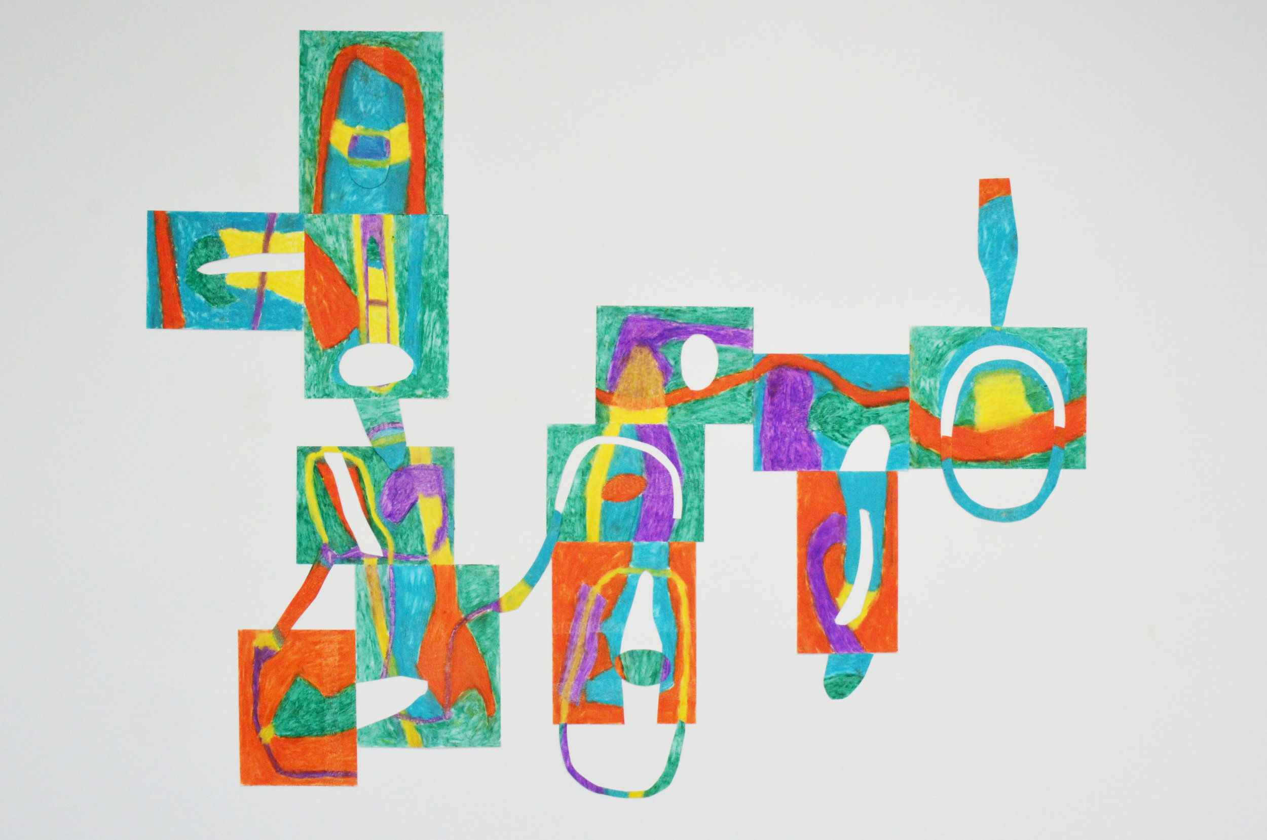   Inside of Me is You Inside of You is Me . 2017. Oil stick on cut paper. 71" x 62" 