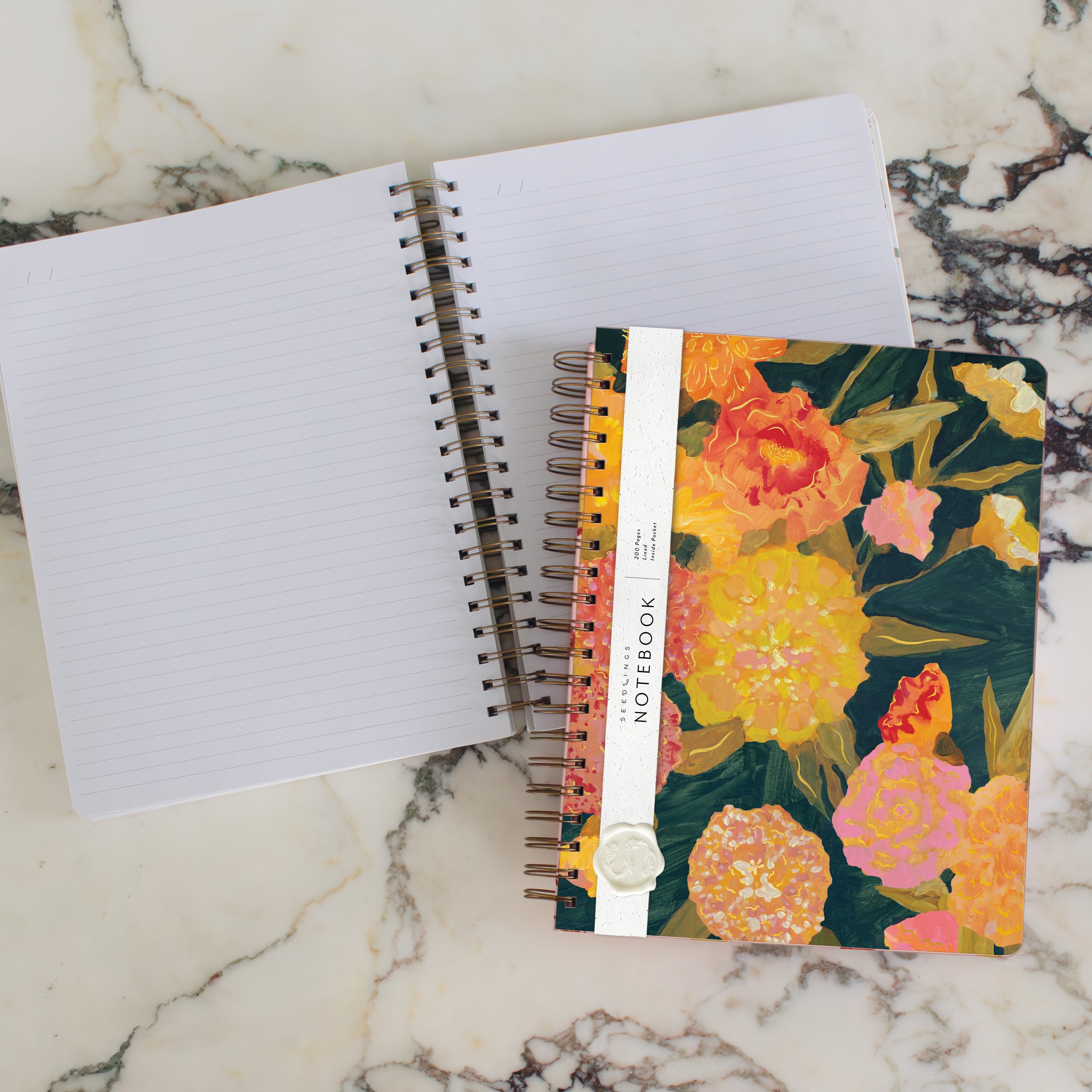 Marigolds | BIG ASS 8 1/2" x 11" Hard Cover Notebook | SWN114979