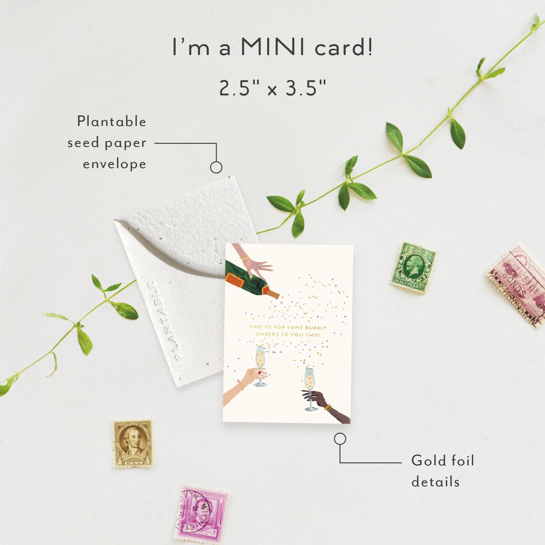 Pop Some Bubbly Sprout | Mini Wedding Card | SPR60953 *NEW