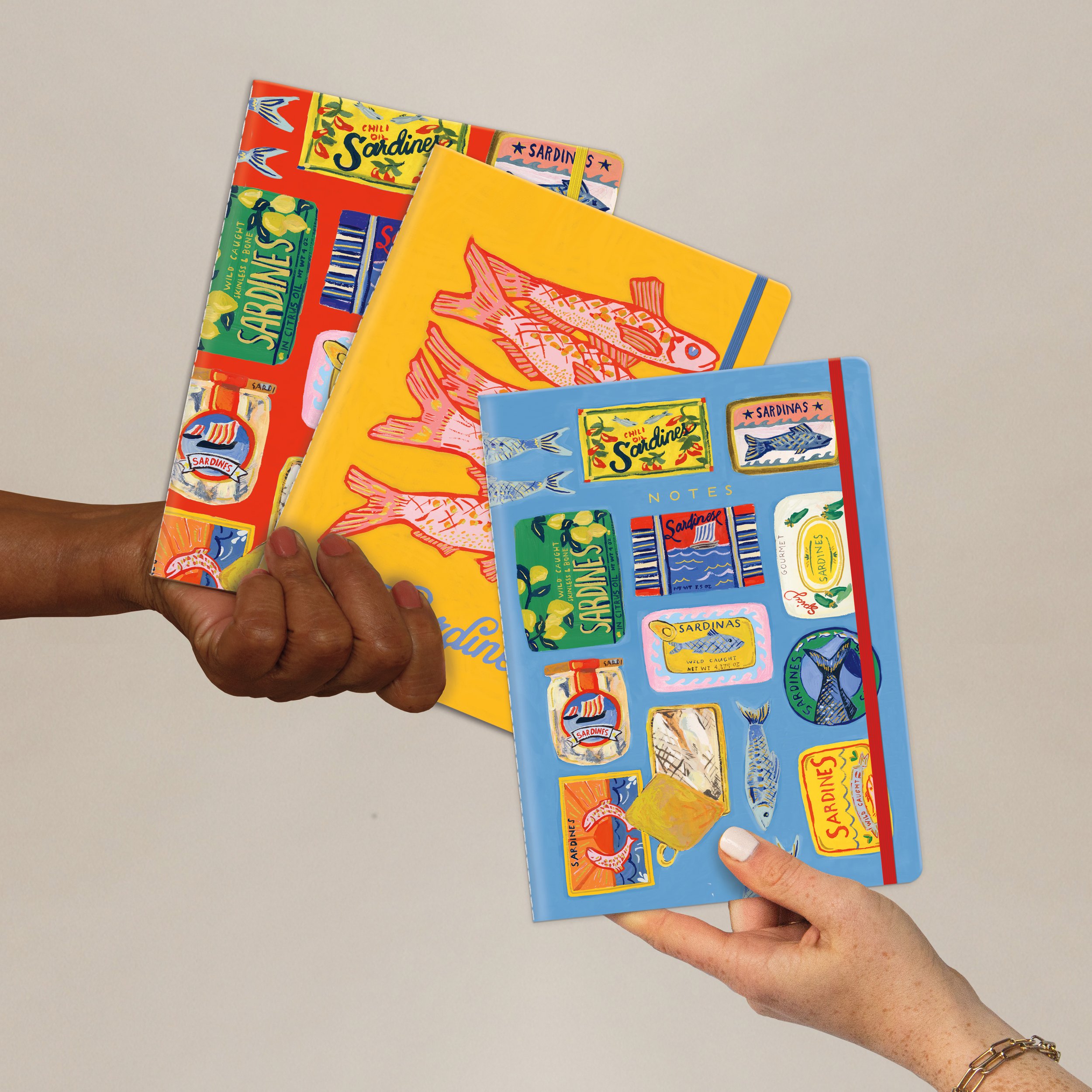 Blue Sardine Tins | Sewn Trio Notebook Set | STN108341  *NEW