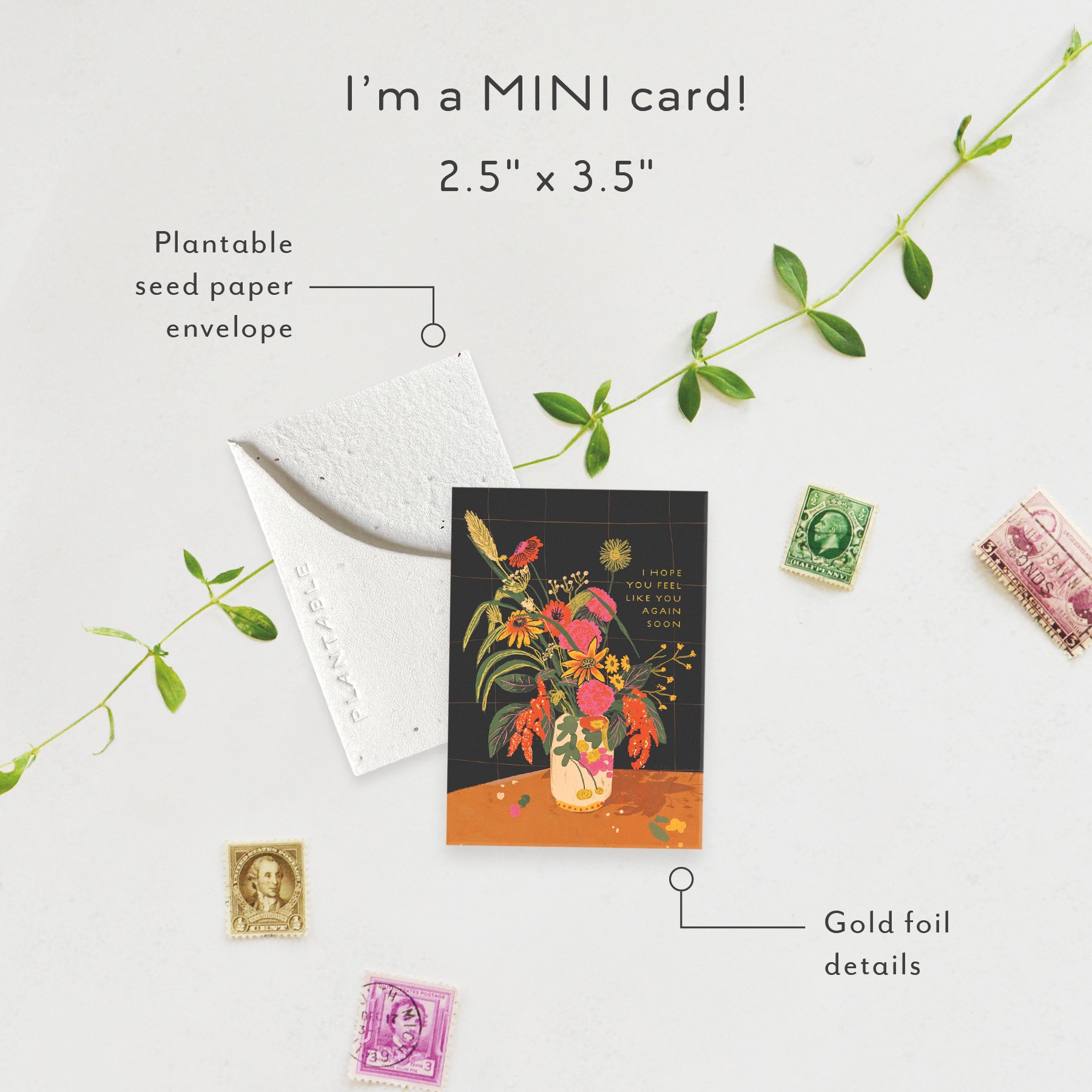 Vase Still Life Sprout| Mini Get Well Card | SPR94798 *NEW