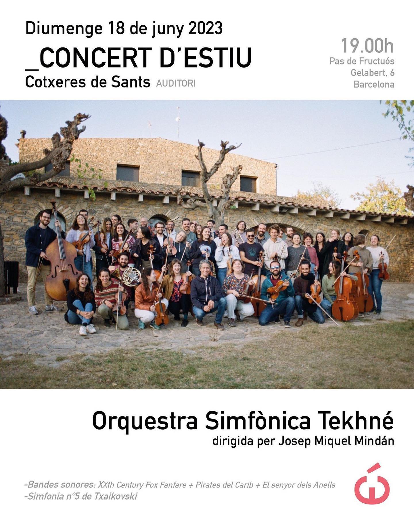 D&rsquo;aqu&iacute; una setmana ens trobareu a Cotxeres de Sants fent el segon concert d&rsquo;estiu! No us perdeu la 5a Simfonia de Txaikovski i les bandes sonores del Senyor dels anells i Pirates del Carib! 🎼🎻🎺