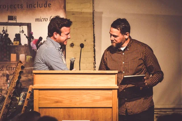 Randal Goodman receiving an award on behalf of Hub City Church.