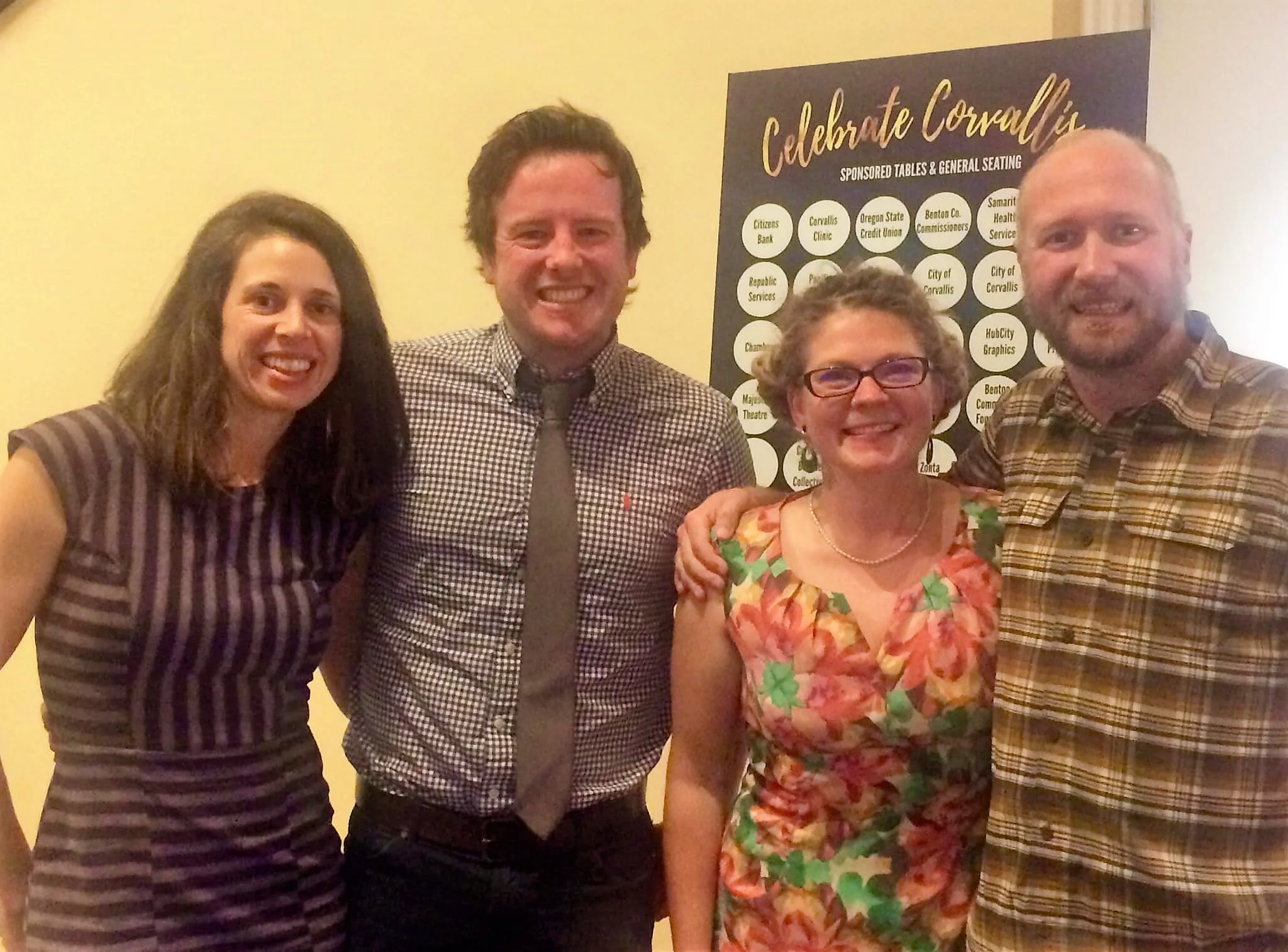 Andando Staff Lewis Kiker and Crystal Kelley (center) with spouses at Celebrate Corvallis