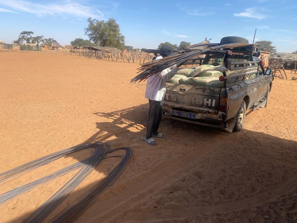 Delivery of construction materials such as concrete and rebar to the new building site for the Seno Bowal Health Post.