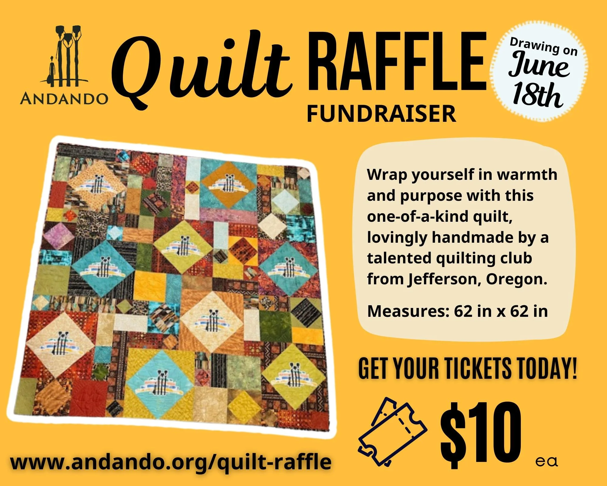 This is more than a raffle!  With each ticket you buy, you are changing someone&rsquo;s life.  Get your tickets today: https://quilt-raffle.auctria.events or click the link in our bio.

🎟️Just ONE ticket ($10) provides clean, safe drinking water for