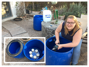Sarah puts together a six-piece biological ceramic- filter for the column-testing setup. 
