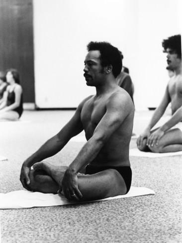 Jones in Padmasana or Lotus Pose. 