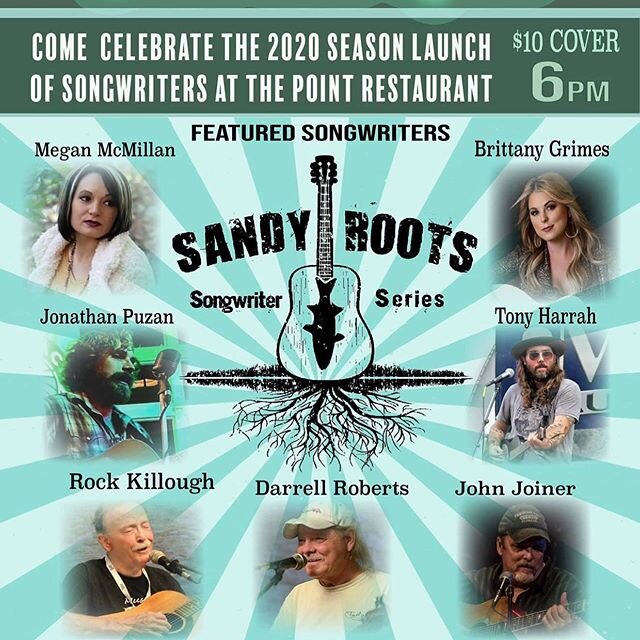 SANDY ROOTS SONGWRITER SERIES is less than a week away!!!🎶🙌 Join is under the oaks at @pointrestaurantpkfl ✨