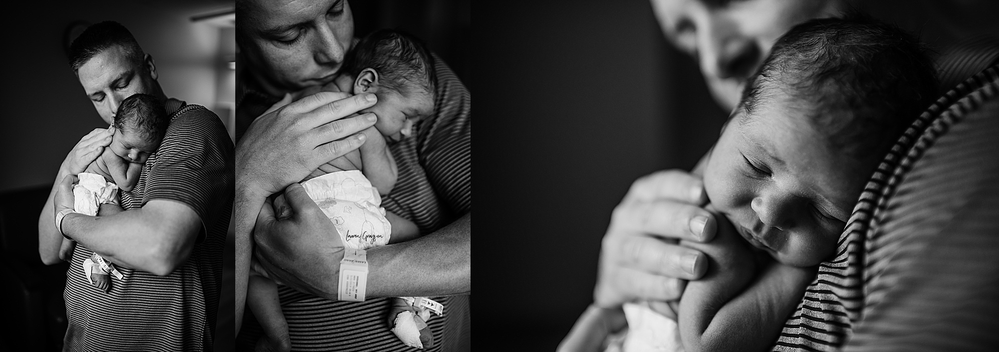 akron photographer, fresh 48 session, hospital newborn photos, dad holding baby