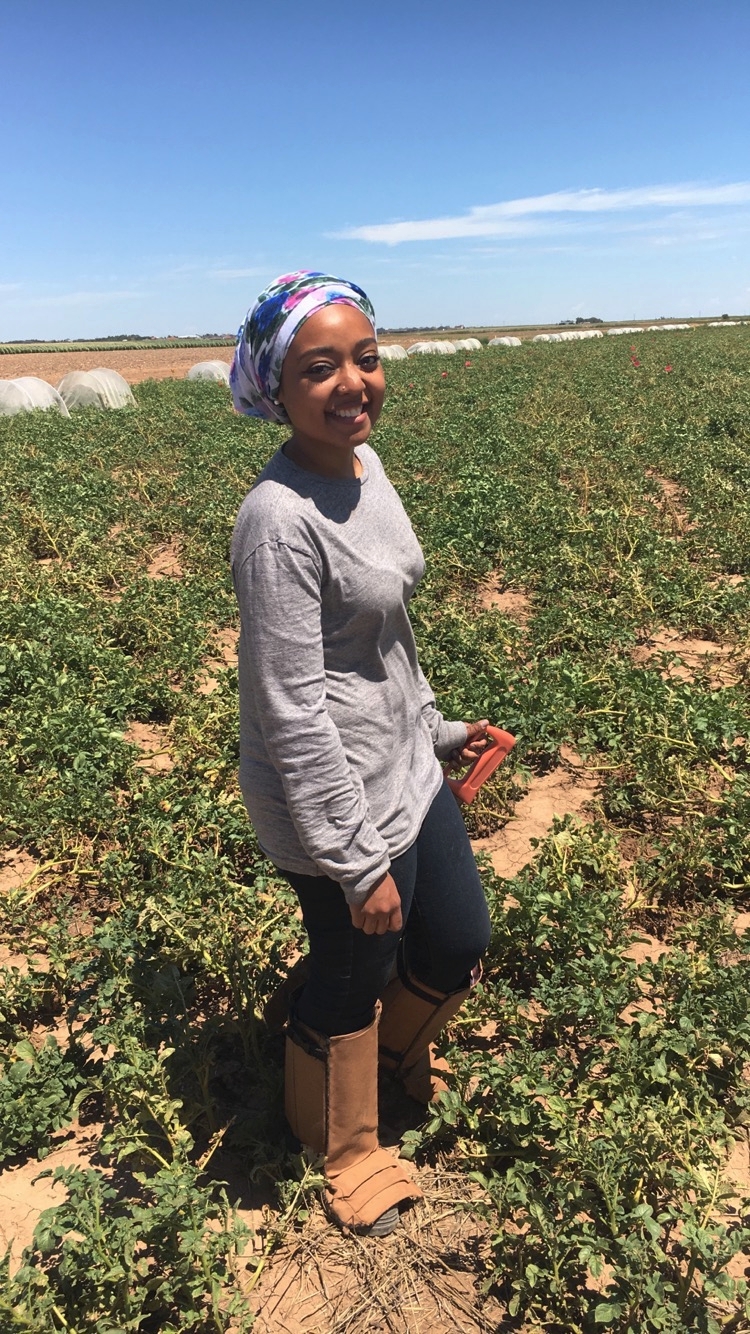 Zahra in the AgriLife research plots at West Texas A&M University. 