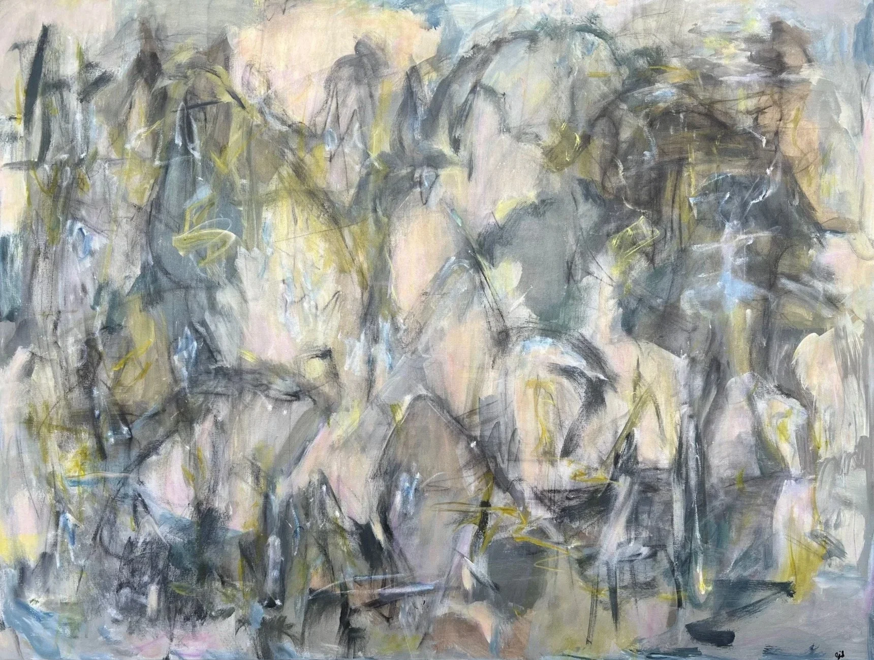 "Pink Snow at Dawn Abstracted", Acrylic on Canvas, 30 x 40 x 2