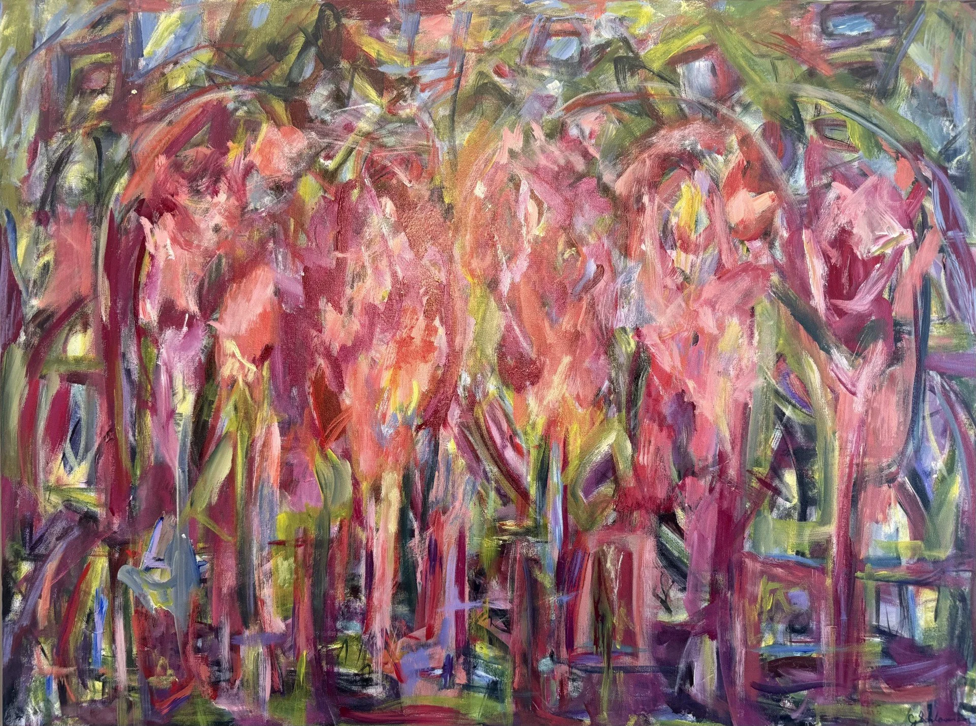 "Glows", Acrylic Paint on Canvas, 30 x 40 x 2 (34); On Display at West Acres Regional Shopping Center.
