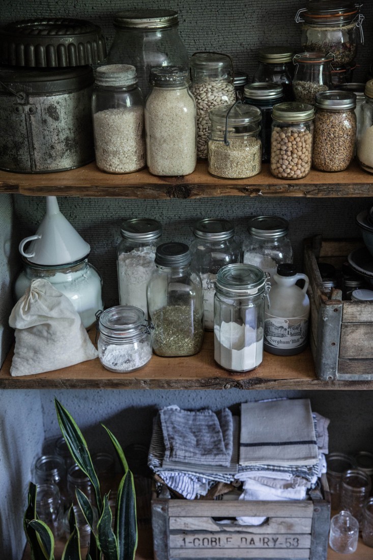 To copy Beth’s collection of canning jars, you can find Kilner jars inexpensively in most homeware and hardware shops. If you really want to mix up different shapes and sizes, a great tip is to look out for food packaged in reusable containers. Fallon and Byrne and TK Maxx are great spots to find foreign jams, spices and sauces that come quaintly packed in ceramic pots and Weck jars . 