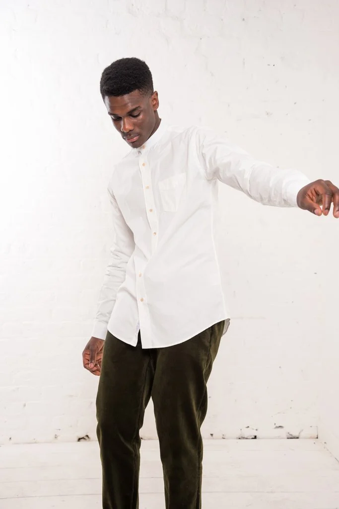 Indigo & Cloth grandad shirt, €155 A cool twist on the white shirt every man needs in their wardrobe. 