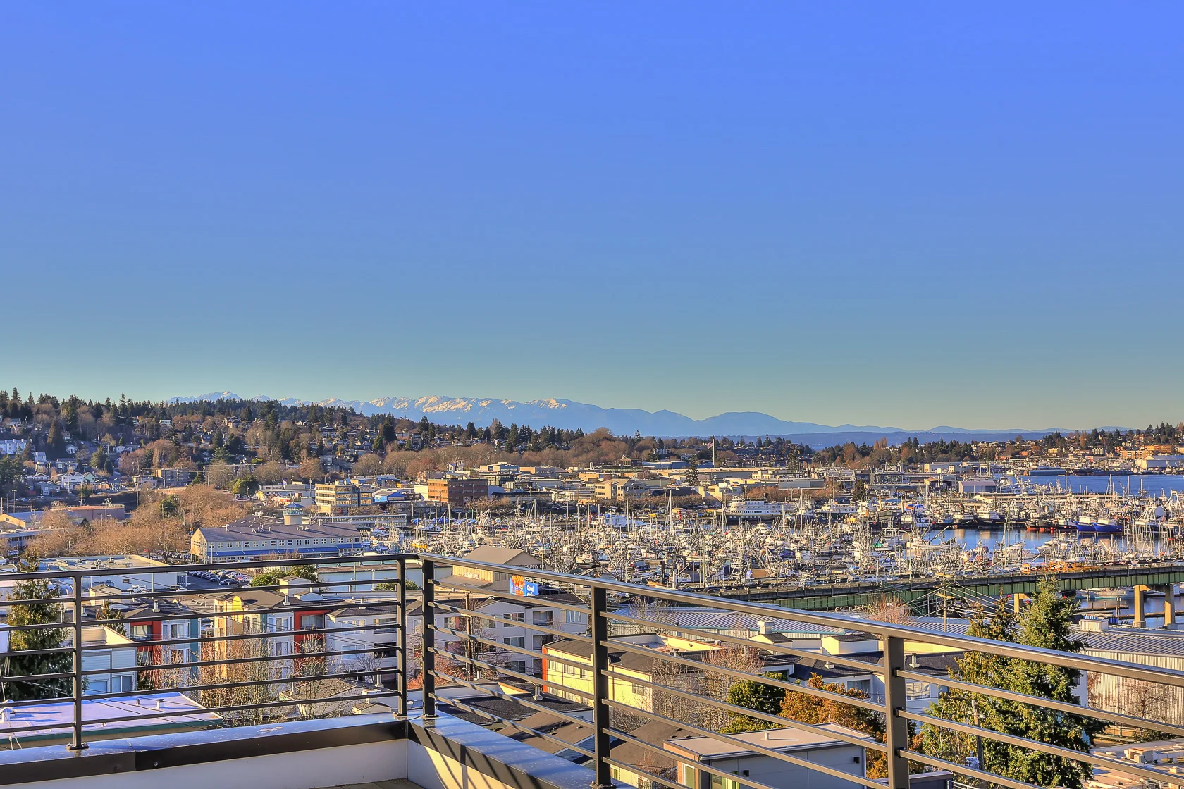 View of the Ship Canal and Olympic Mountains