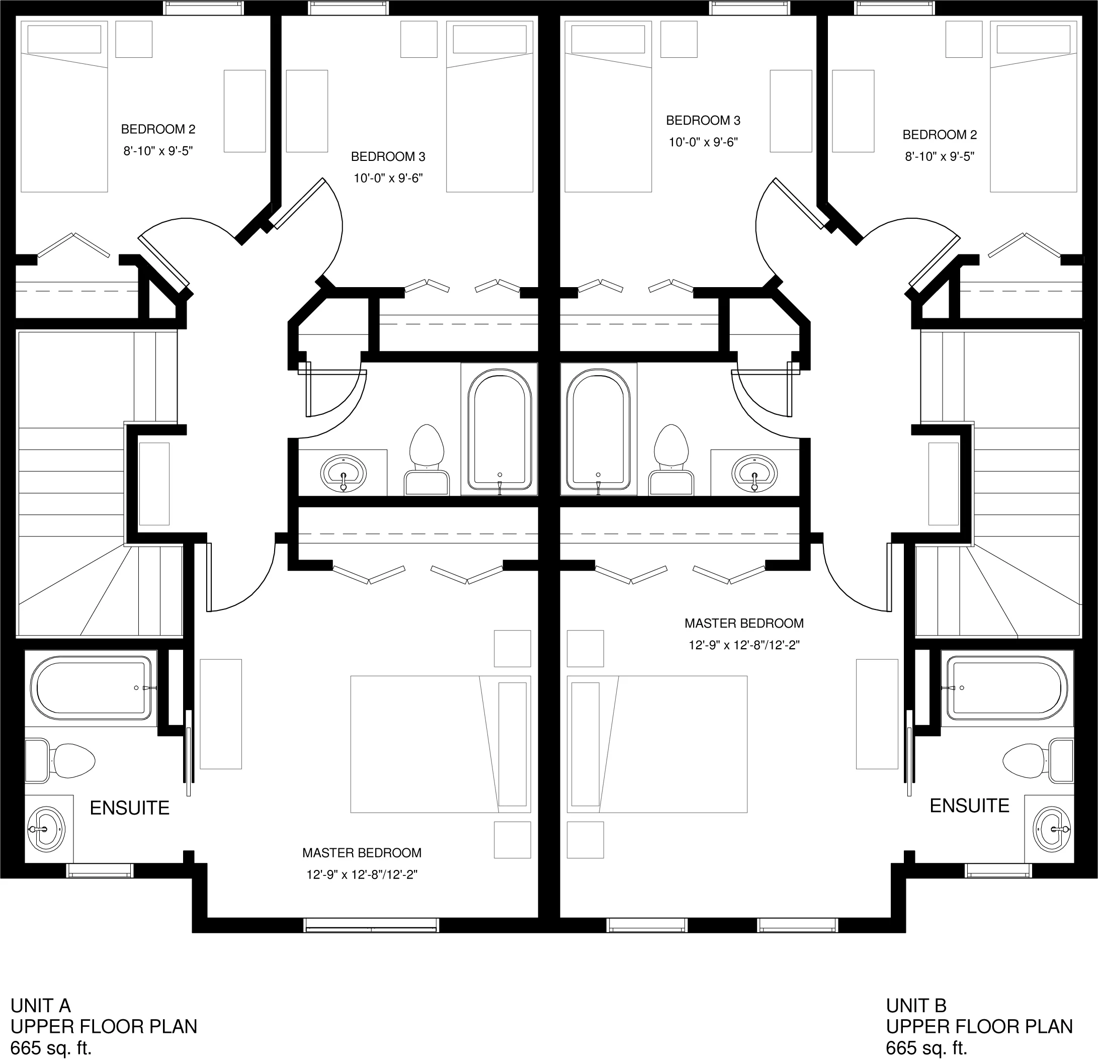 Upper Floor 665 sq ft per Unit