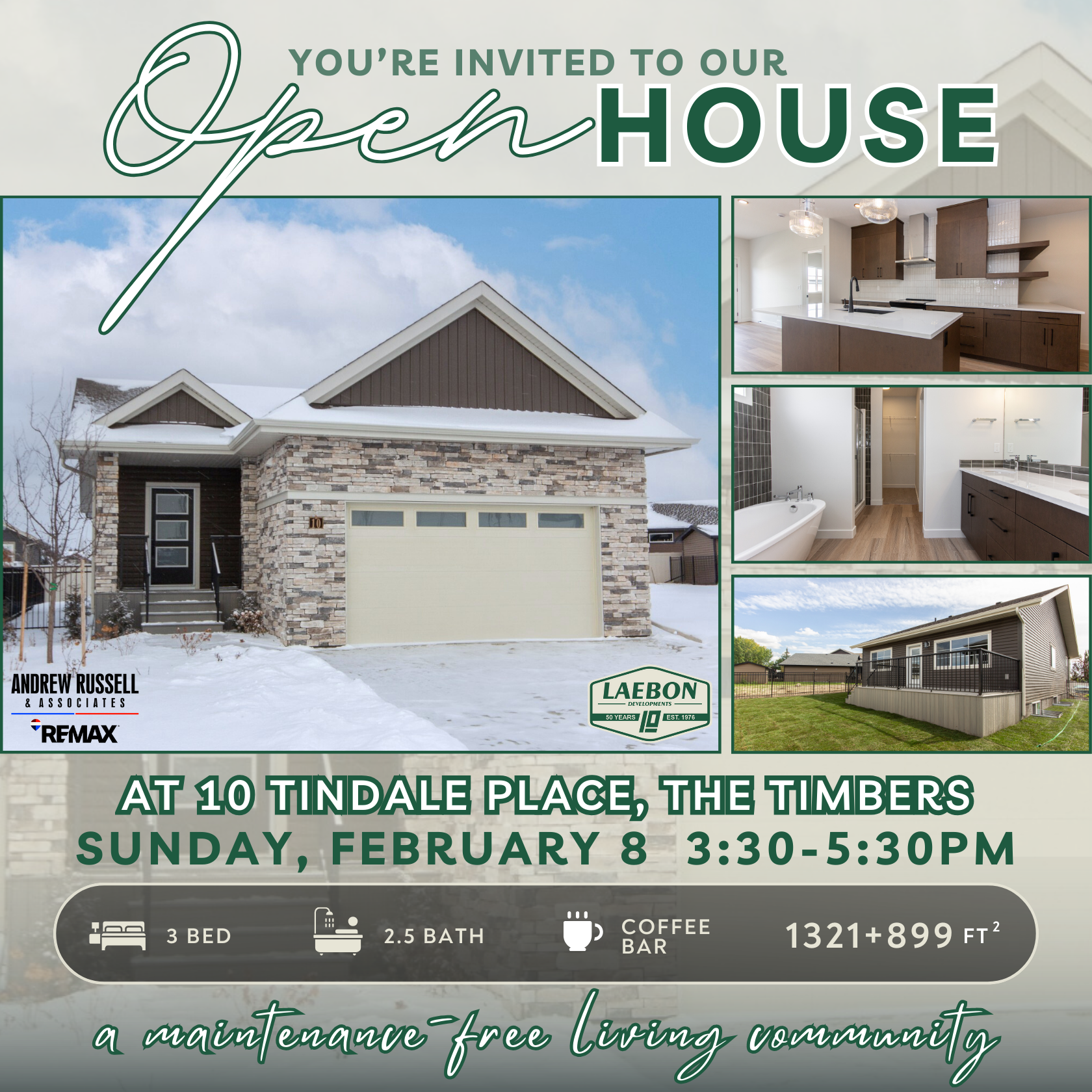    10 Tindale Place     MOVE-IN READY   The Timbers 1321+899 sqft / Full Bungalow 3 Bedrooms / 2.5 Bathrooms $679,900    DETAILS     