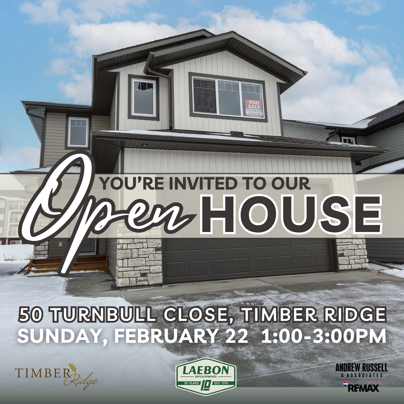    50 Turnbull Close     MOVE-IN READY   Timber Ridge 2135 sqft / 2-Storey 3 Bedrooms / 2.5 Bathrooms $599,900    DETAILS   
