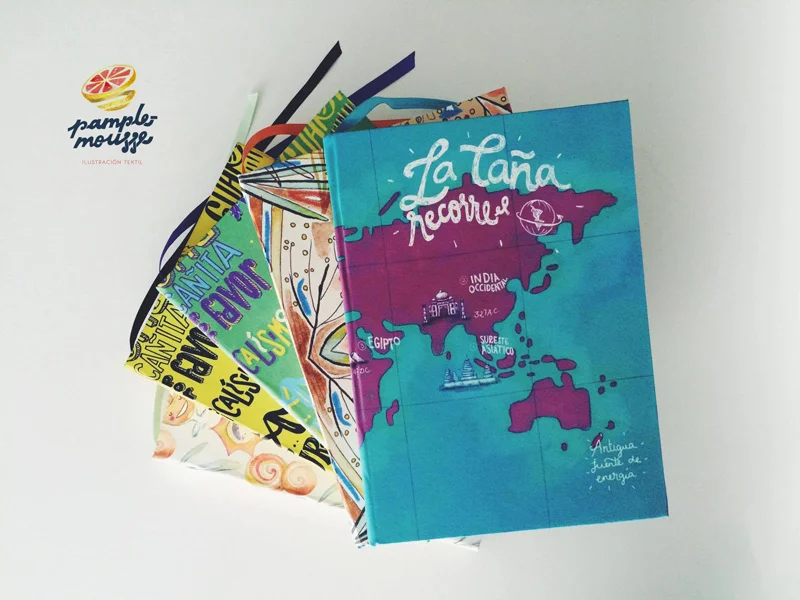 Colección #3 - Cuadernos hechos a mano, forrados en tela, hojas de caña de azúcar
