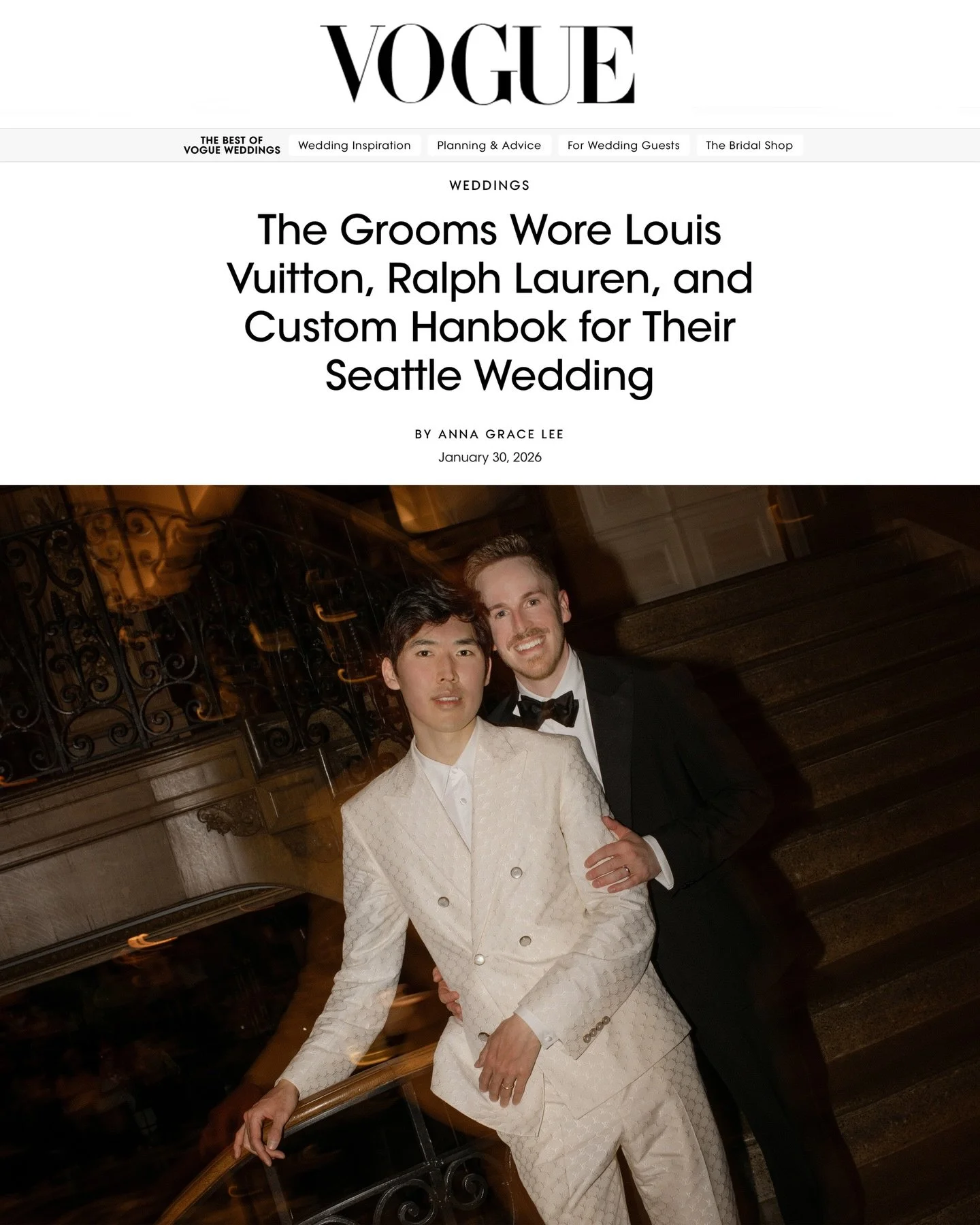 Beyond honored to see Jason &amp; Patrick&rsquo;s wedding featured in @vogueweddings 

As many close to me know, I&rsquo;ve stepped back from photographing weddings in recent years, but the ones that do come my way remind me exactly why this work mat