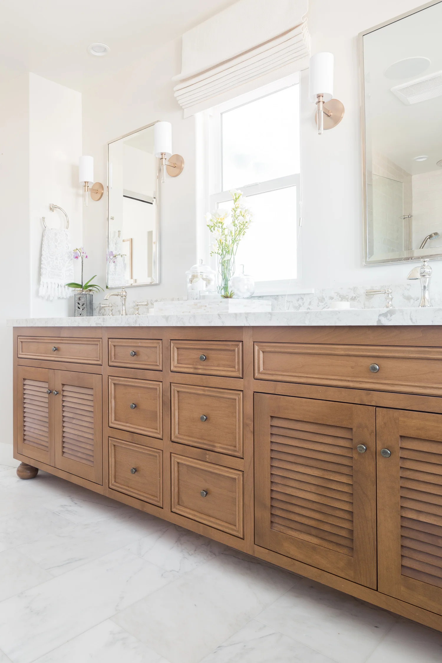 Master Bath Cabinet In Alder With Louvered Doors Native Oak
