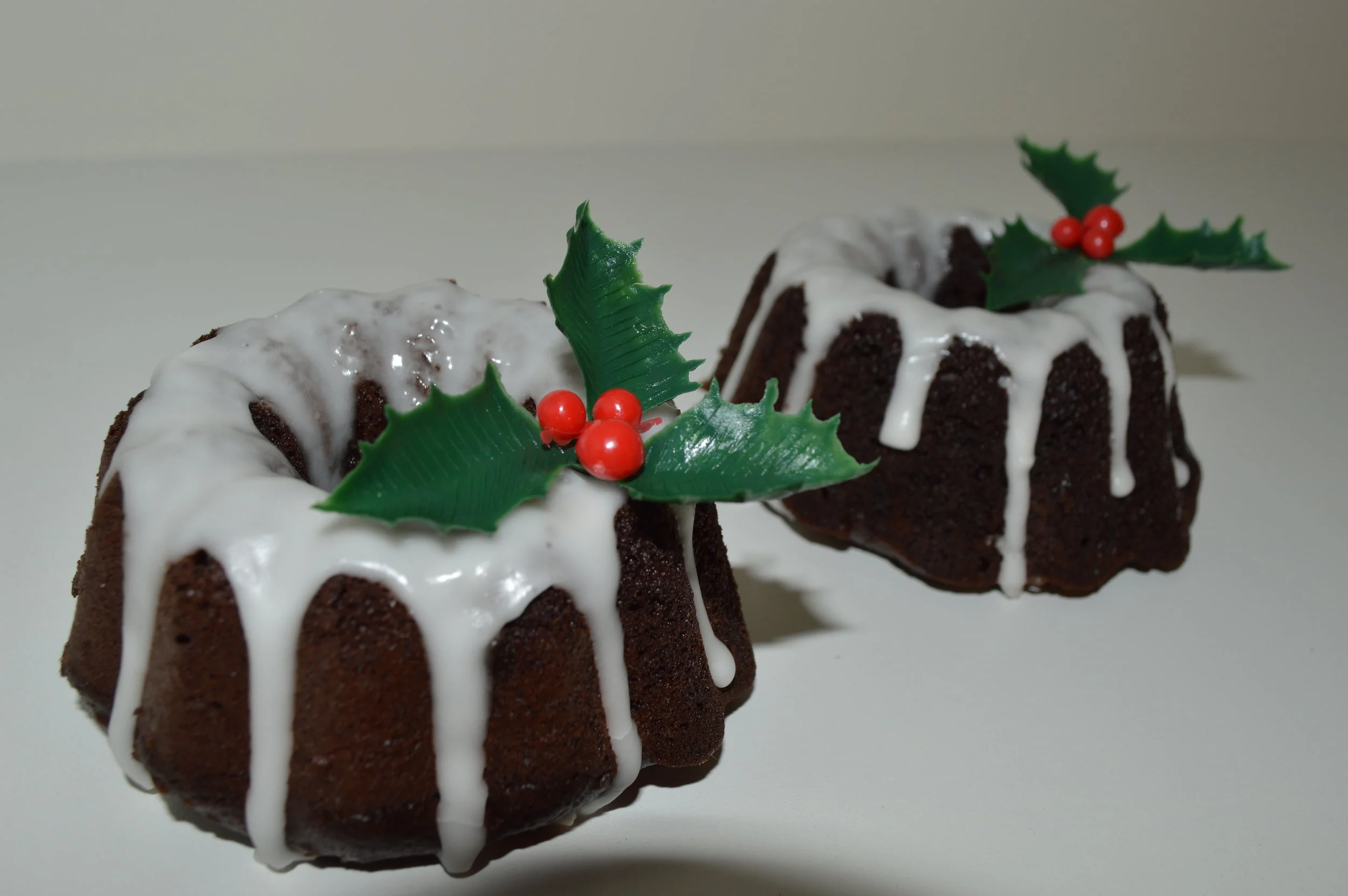 Mini Chocolate Bundt Cake w/White Icing