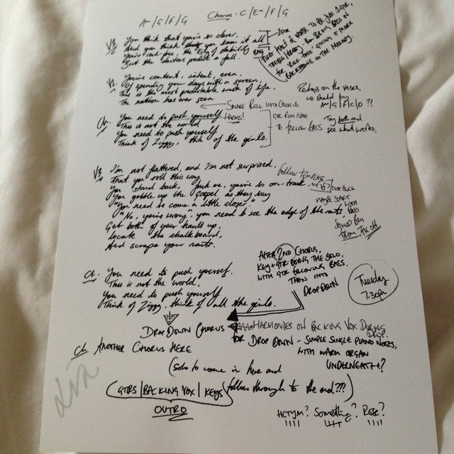 Handwritten Lyrics by Marc 7
