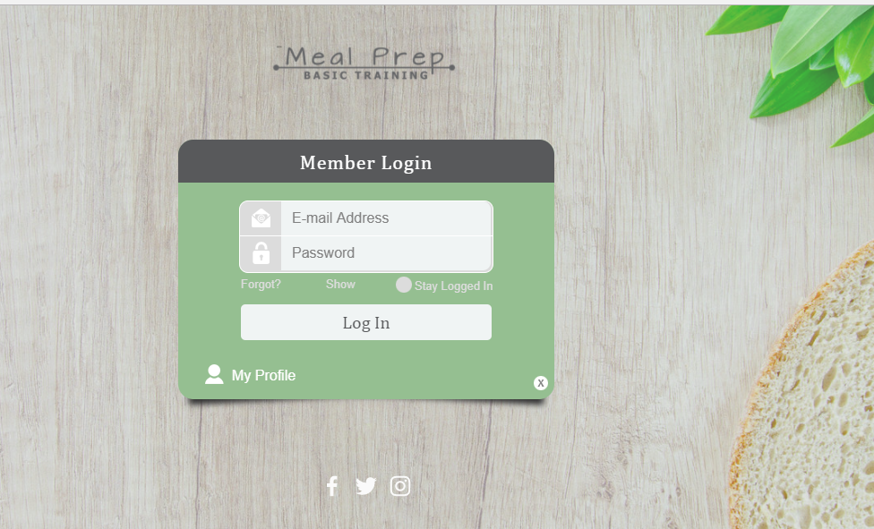 The login page she created!